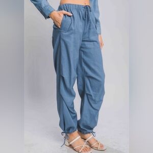 BellanBlue Chambray Blue Drawstring Jogger Pants – Relaxed Fit – L
